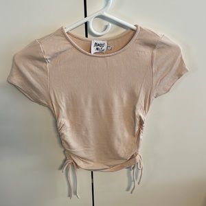 Princess Polly Ribbed Ruched Side Tie Tee EUC